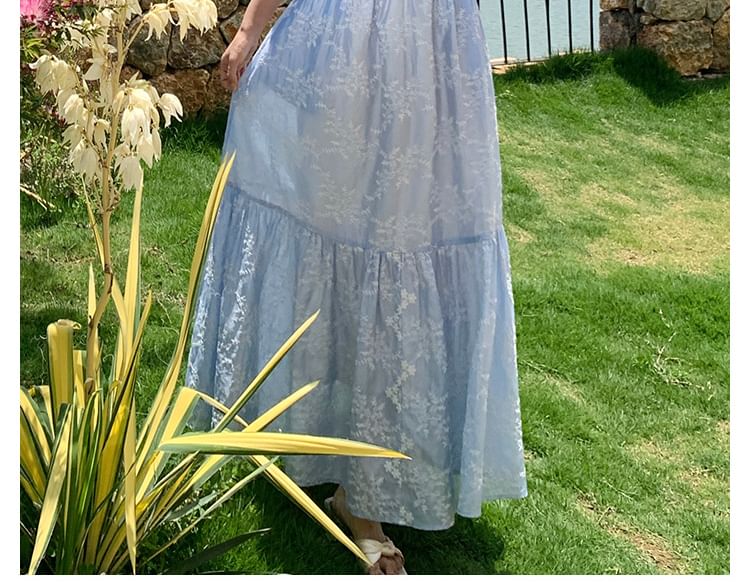 Spaghetti Strap V-Neck Plain Maxi A-Line Dress