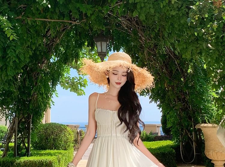 Spaghetti Strap Plain Maxi A-Line Dress