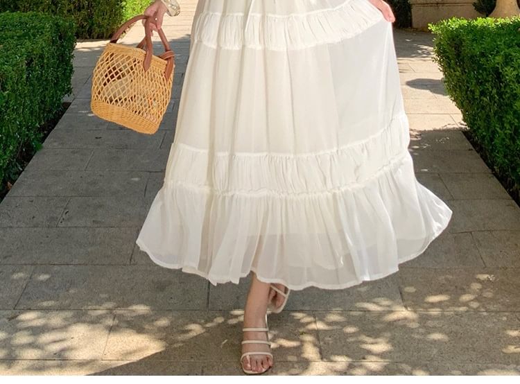 Spaghetti Strap Plain Maxi A-Line Dress