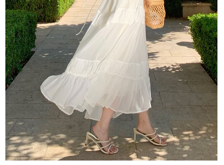 Spaghetti Strap Plain Maxi A-Line Dress