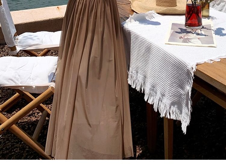 Strapless Cutout Plain Maxi A-Line Dress