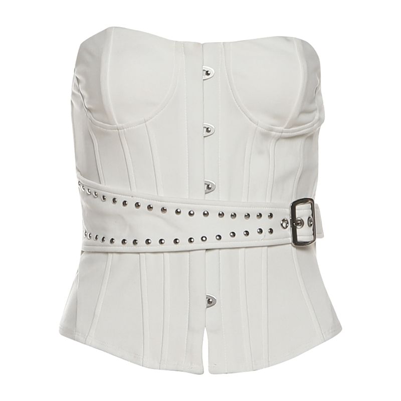 Belted Accent Corset-Style Tube Top