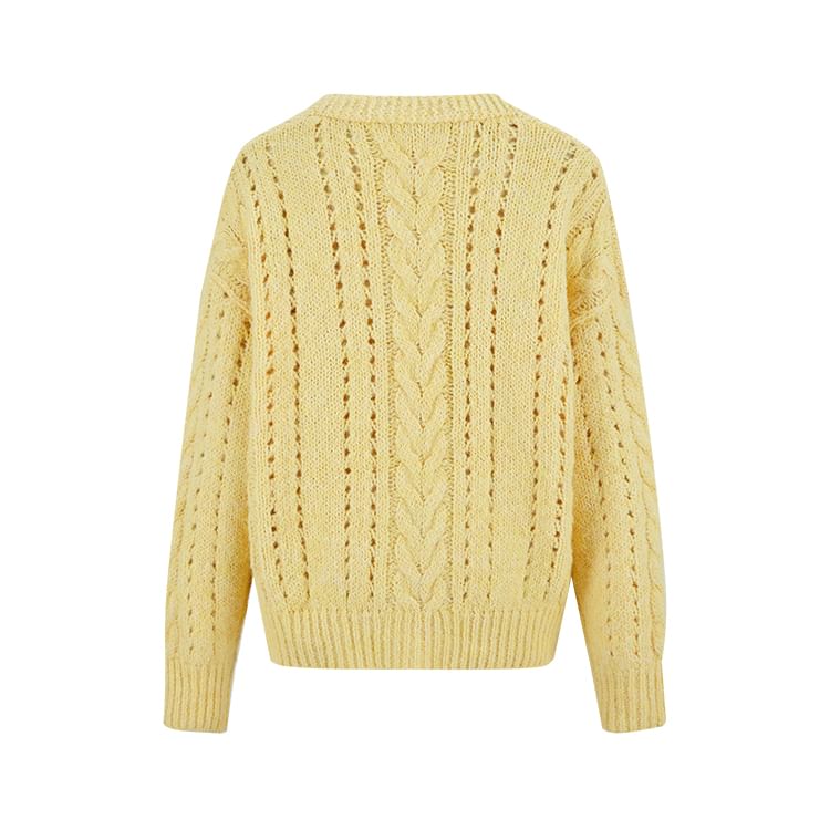 V-Neck Plain Cable Knit Cardigan