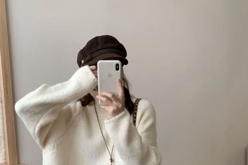 Asymmetrical Slit Turtleneck Oversized Sweater