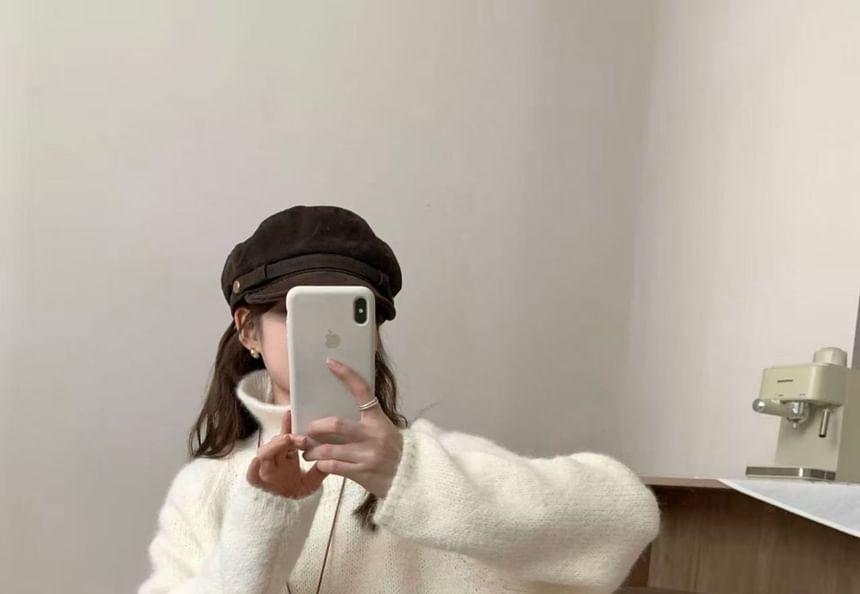 Asymmetrical Slit Turtleneck Oversized Sweater