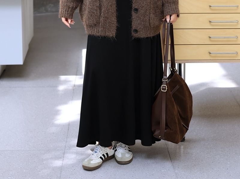 Plus Size Stand Collar Plain Button Up Cardigan