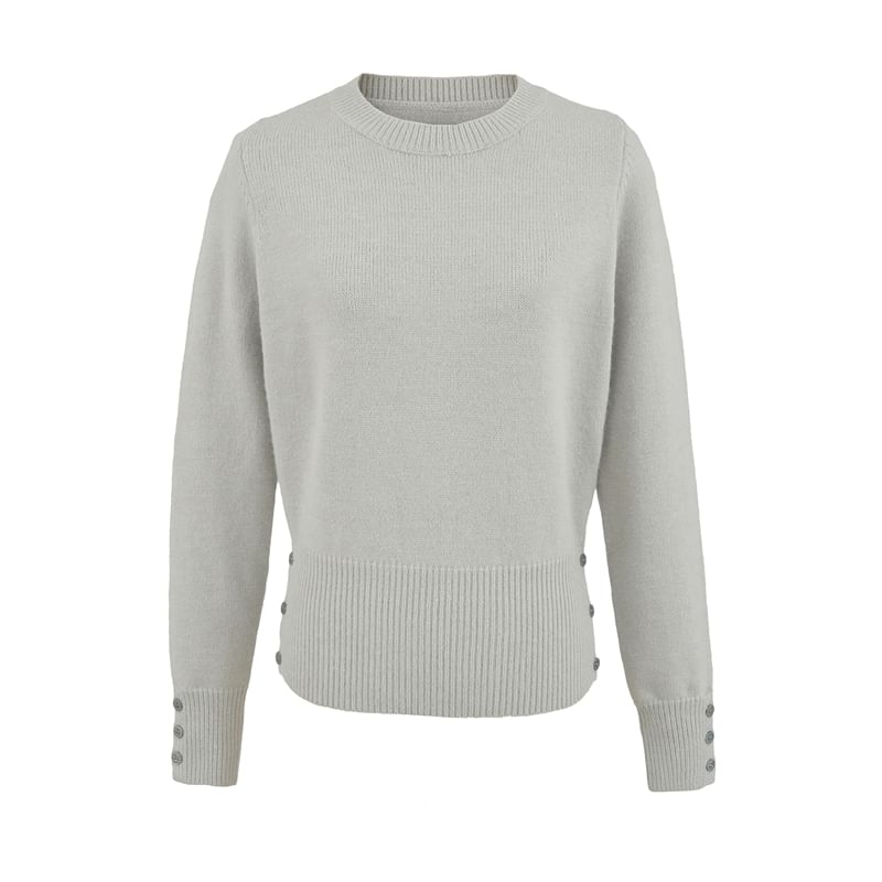 Ribbed Knit Plain Sweater with Round Neckline