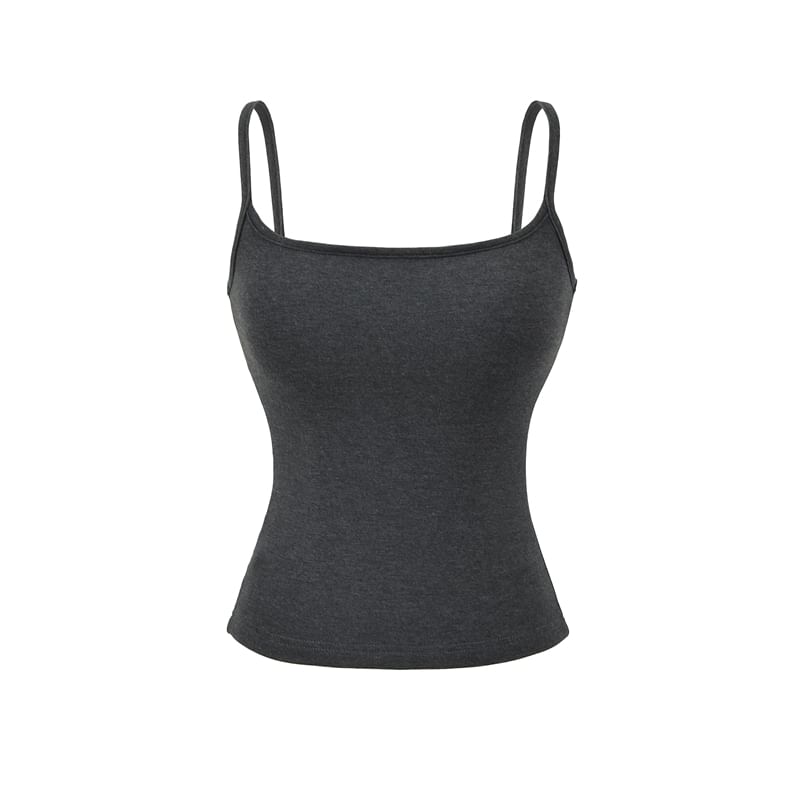 Plain Camisole Top with Spaghetti Straps and Scoop Neck