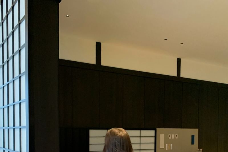 3/4-Sleeve V-Neck Blouse / Mini Skirt