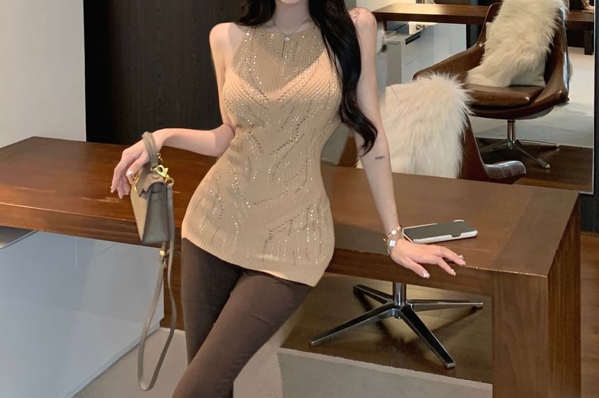 Glitter Knit Tank Top for Women