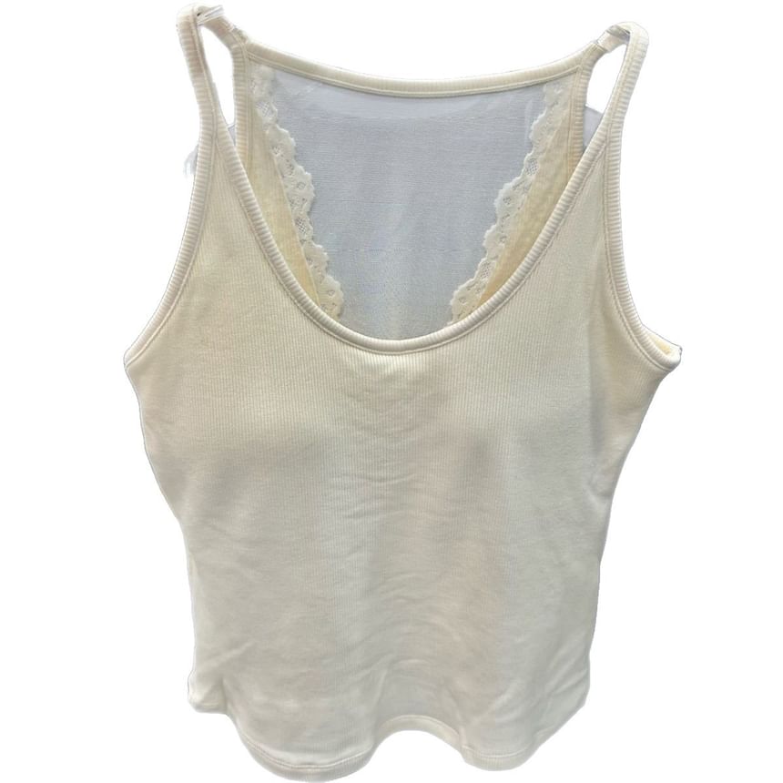 Plain Camisole Top with Lace Trim