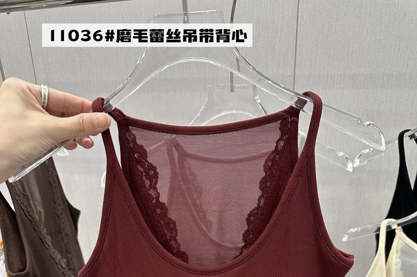 Plain Camisole Top with Lace Trim