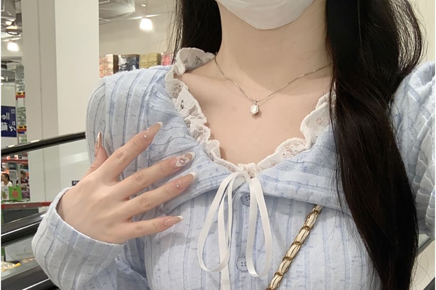 Illusion Two-Piece Long Sleeve Collared Striped Shirt