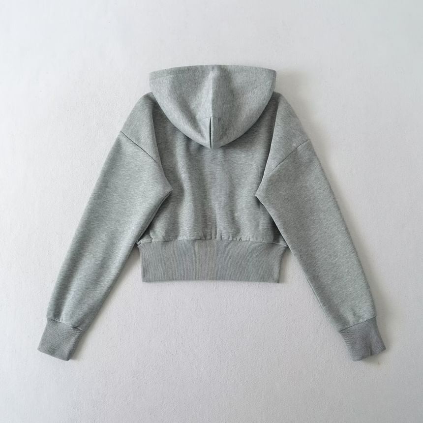 Plain Zip-Up Hooded Sweatshirt