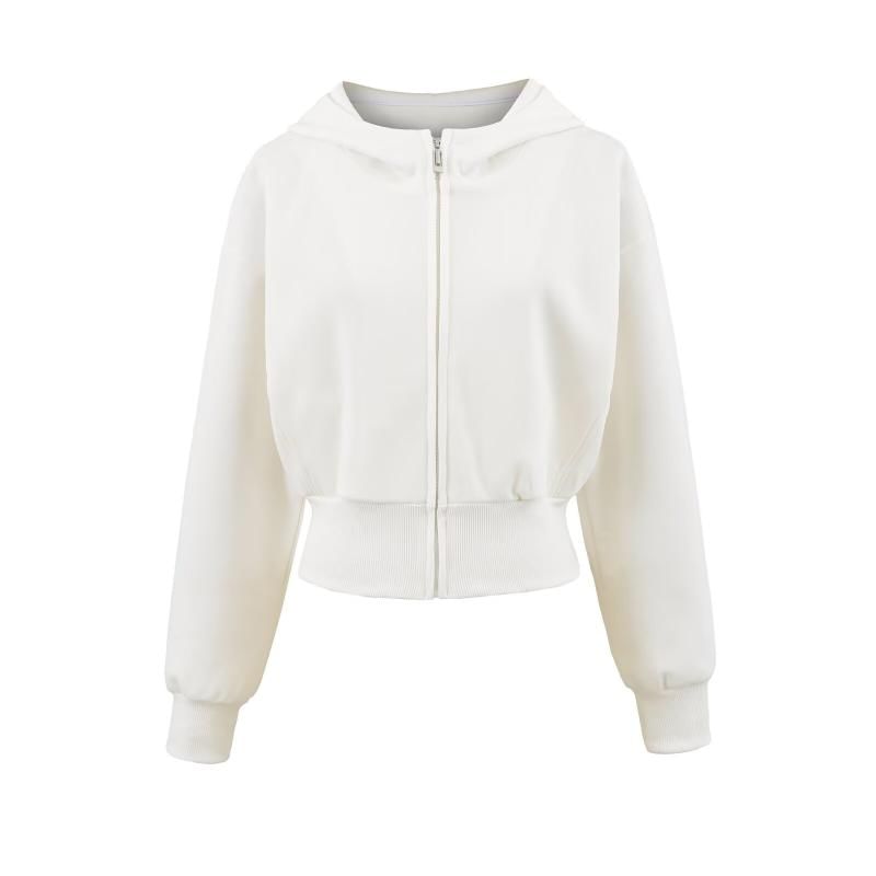 Plain Zip-Up Hooded Sweatshirt