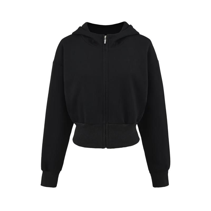 Plain Zip-Up Hooded Sweatshirt