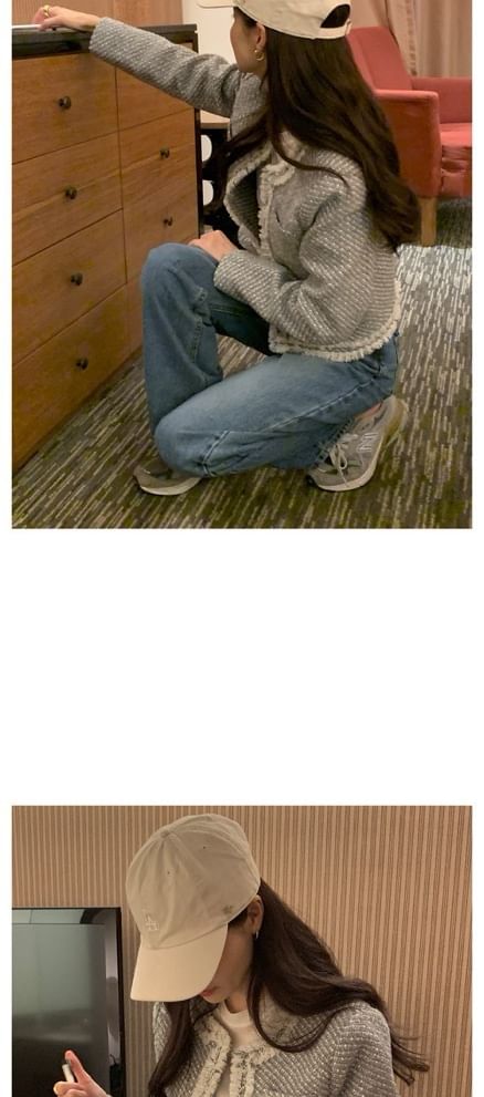 Frayed Button-Up Jacket