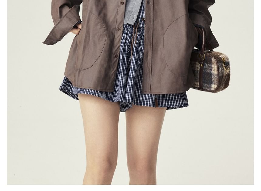 Oversized Faux Leather Shirt Jacket