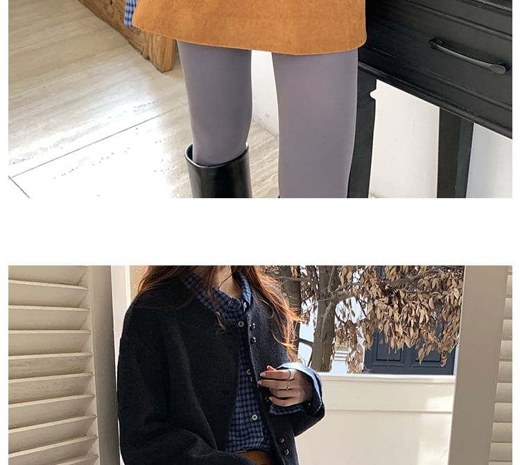 Round Neck Plain Wool Button Up Jacket