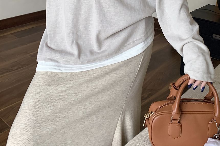 Loose Color-Block Two-Piece Long Sleeve Tee