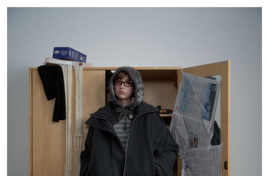 Stand-Collar Wool Coat