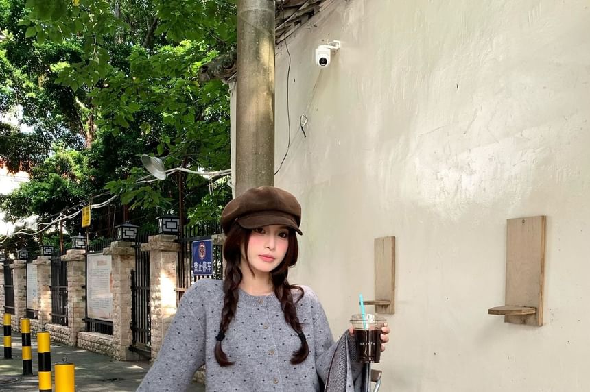Dotted Cardigan & Scarf Set