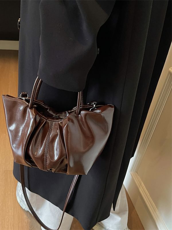 Faux Leather Cinched Shoulder Bag