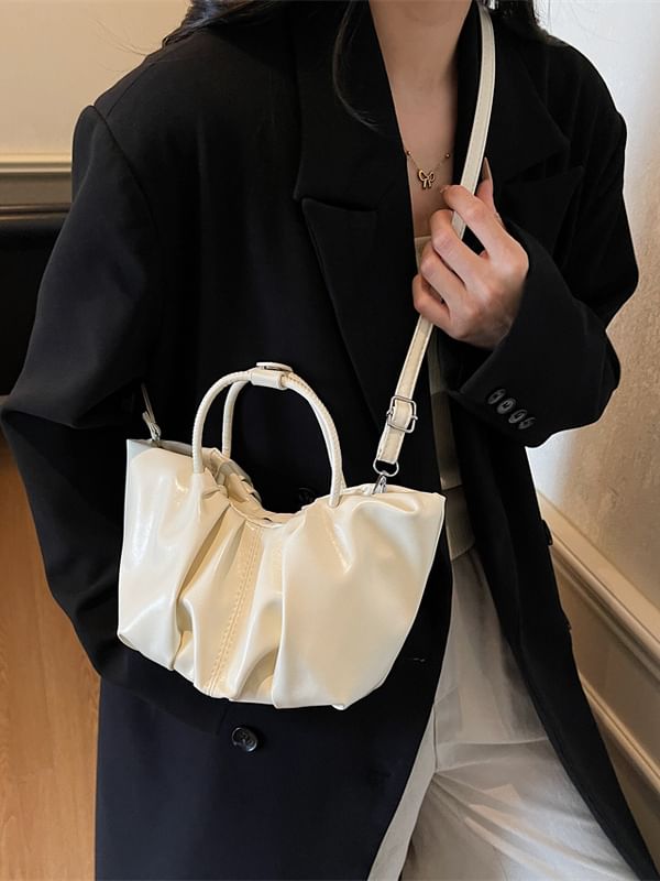 Faux Leather Cinched Shoulder Bag