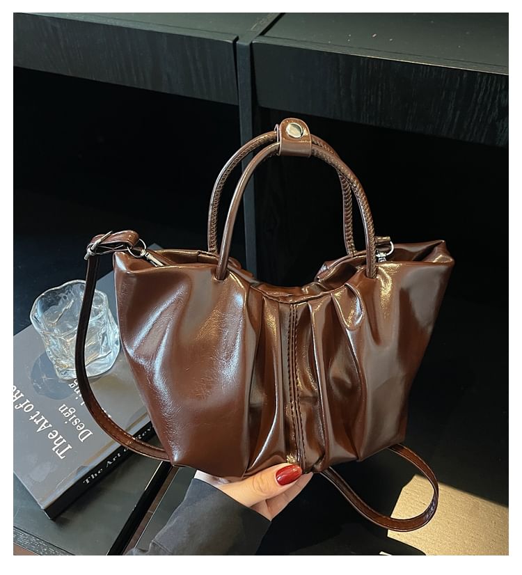 Faux Leather Cinched Shoulder Bag