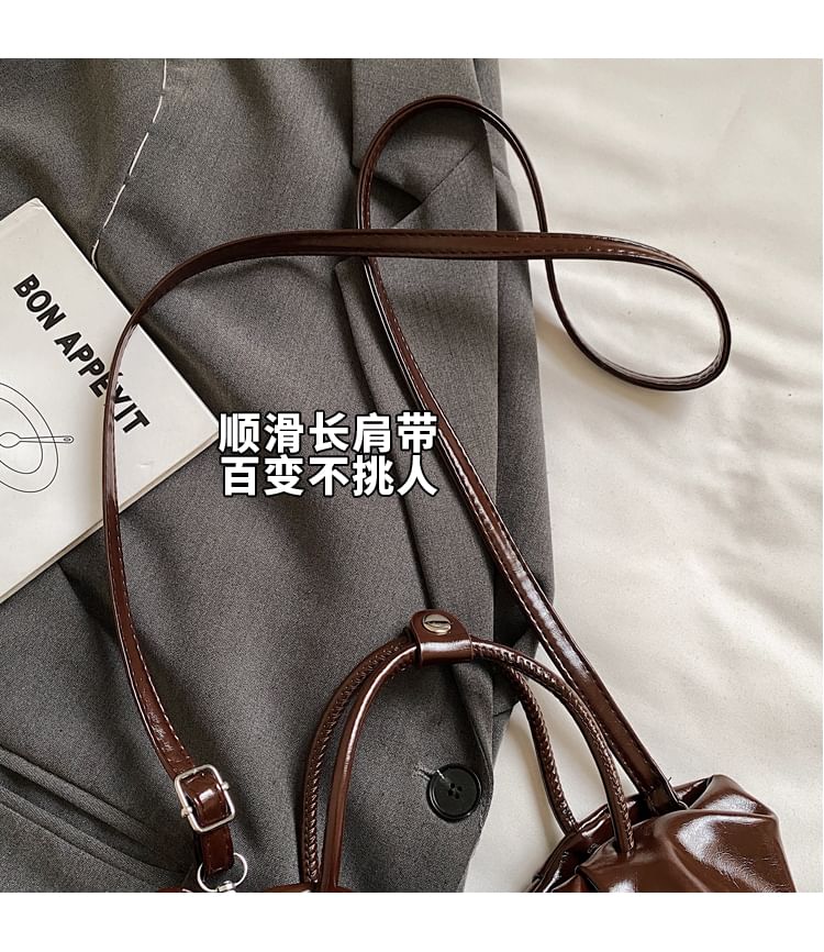 Faux Leather Cinched Shoulder Bag