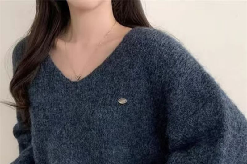 Relaxed V-Neck Drop Shoulder Knitwear