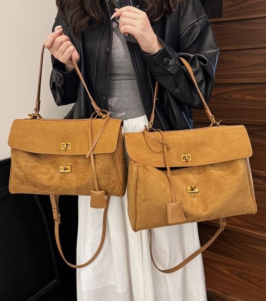 Flap Faux Suede Crossbody Shoulder Bag