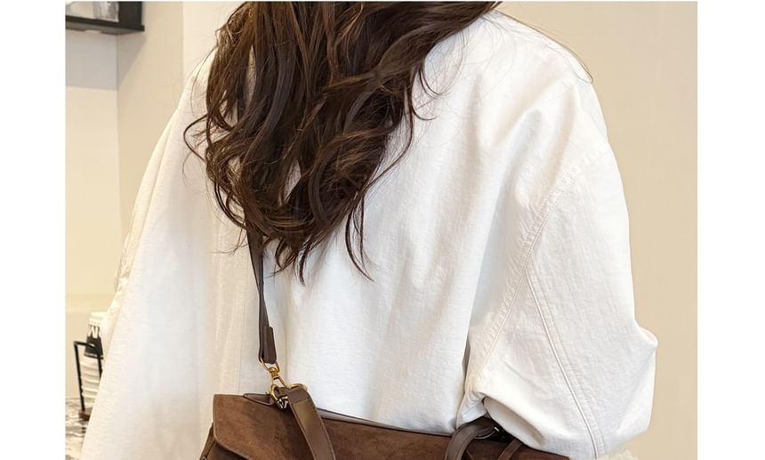 Flap Faux Suede Crossbody Shoulder Bag