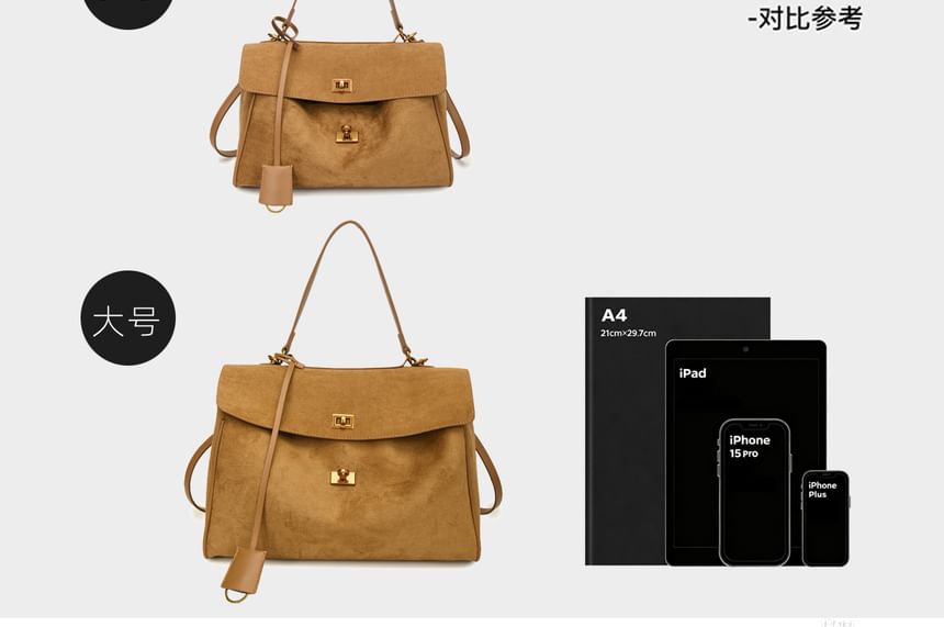 Flap Faux Suede Crossbody Shoulder Bag