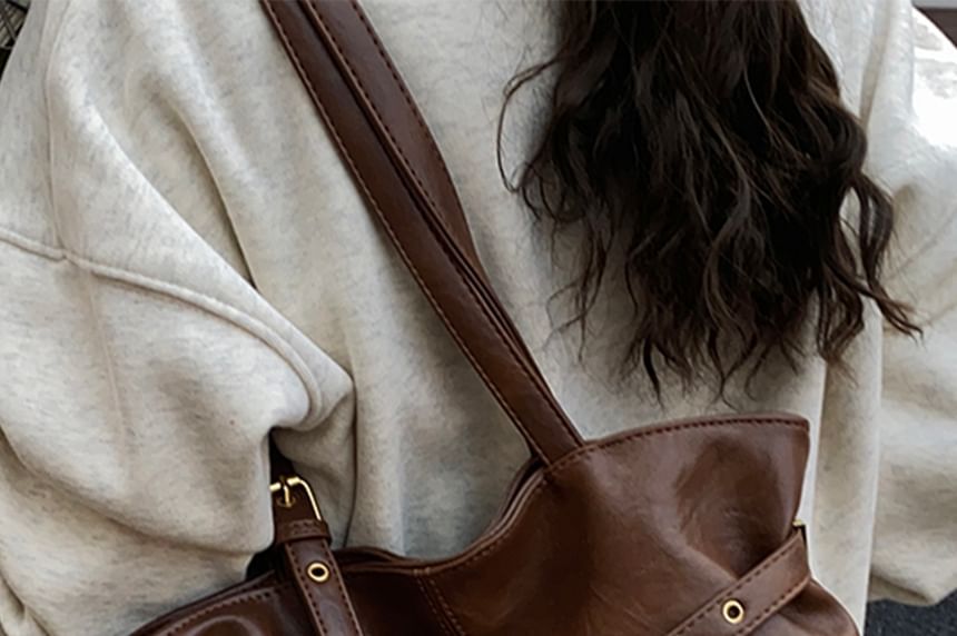 Belted Faux Leather Shoulder Bag