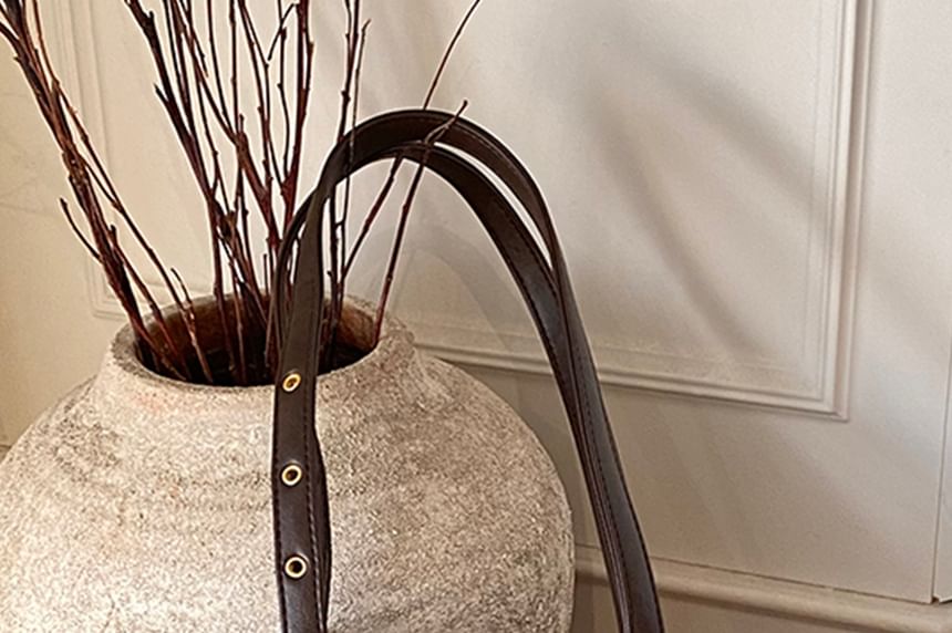 Belted Faux Leather Shoulder Bag
