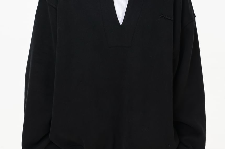 Unisex Oversized Mock Two-Piece Pullover