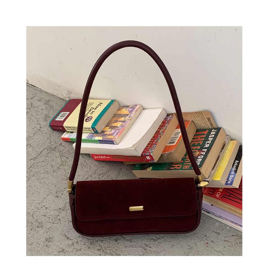 Faux Suede Flap Shoulder Bag