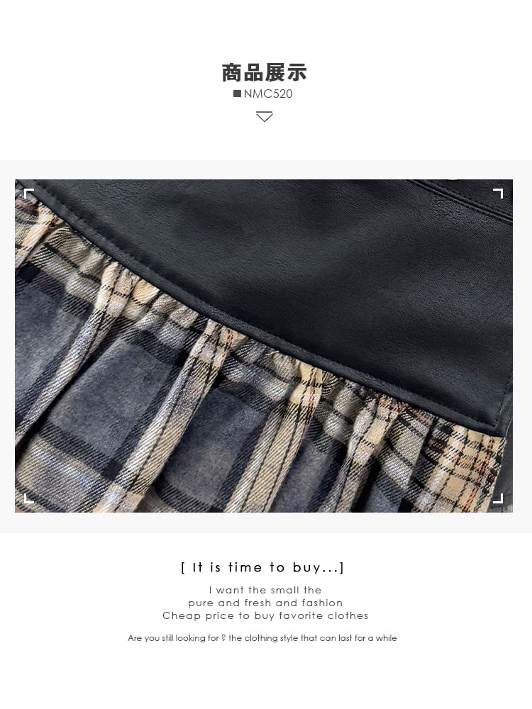 Plaid Studded High Waist Asymmetrical Mini Skirt