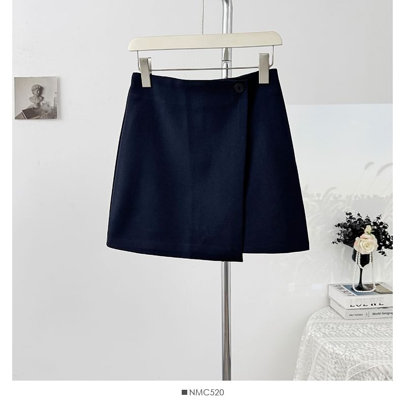 Low Rise Wrapped Plain Mini Skirt