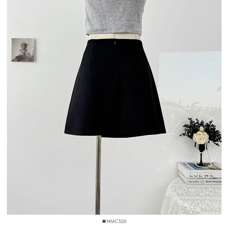 Low Rise Wrapped Plain Mini Skirt
