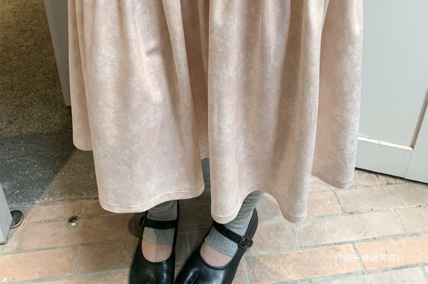 High-Waist Corduroy A-Line Skirt with Button Fly