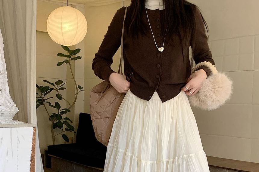 High-Waist Tiered Mesh Maxi Skirt