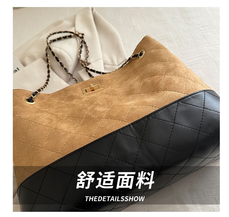 Faux Leather Quilted Shoulder Bag