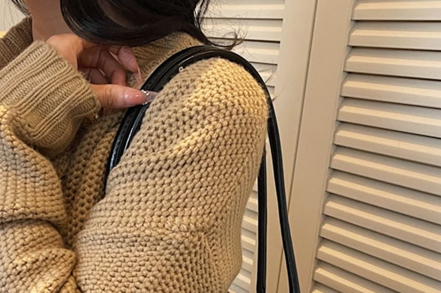 Faux Leather Buckled Shoulder Bag