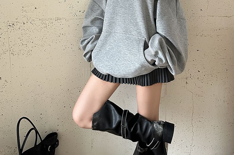 Off-Shoulder Paneled Hoodie with Drop Shoulder Sleeves