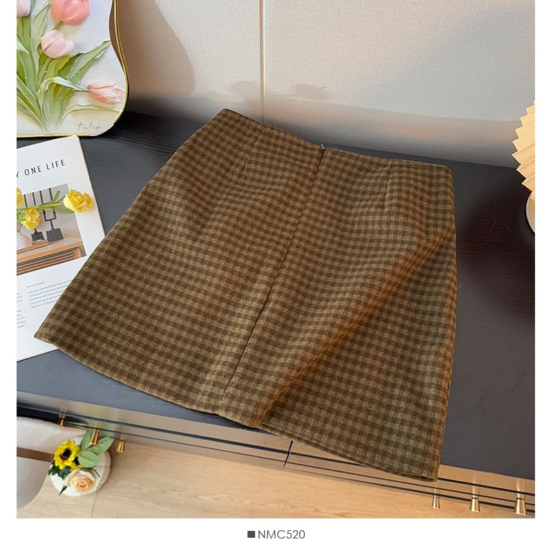 Gingham Mini A-Line Skirt