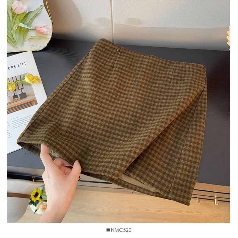 Gingham Mini A-Line Skirt