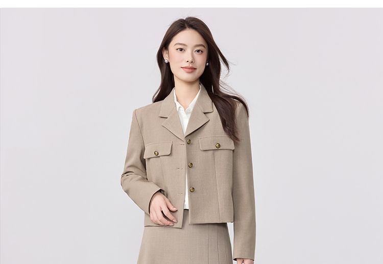 Lapel Collar Blazer & Maxi Skirt Set