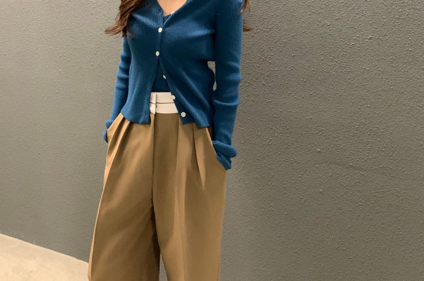 Trendy Halter Neck Crop Knit Top with Matching Cardigan